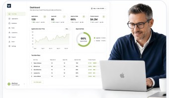 A manufacturer sales leader reviewing a Velocity dashboard on a laptop
