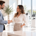 Equipment seller and business customer finalizing a vendor financing agreement
